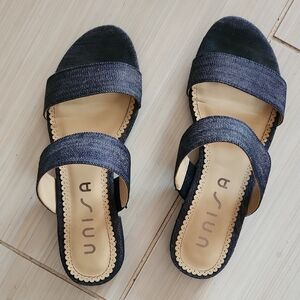 Unisa Navy Blue Double-Strap Slide Sandals